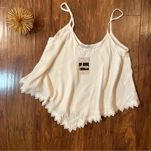 Solemio NWT Swing Cami Top Spaghetti Straps Lace Hem Size Small.